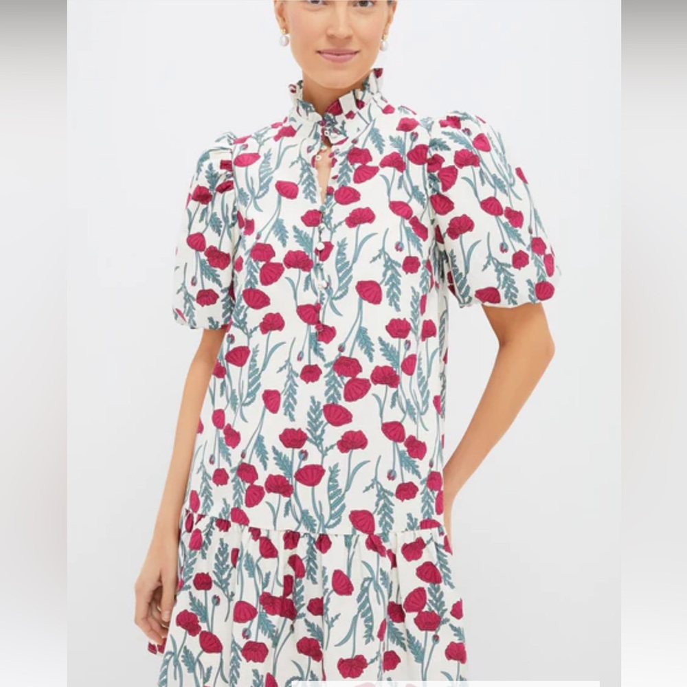 Tuckernuck Red Amaryllis floral Missy Mini Dress